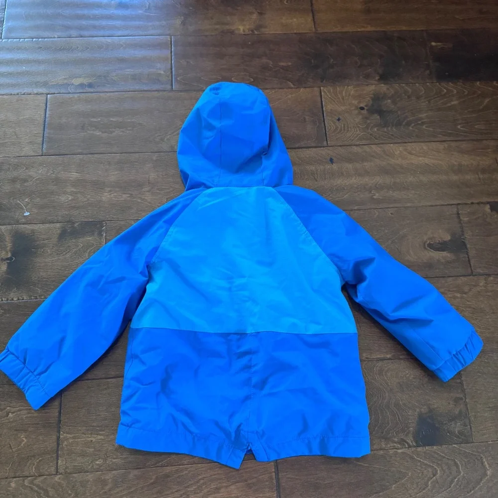 Cat & Jack Boys Blue Colorblock Hooded Rain Jacket Fleece 2T